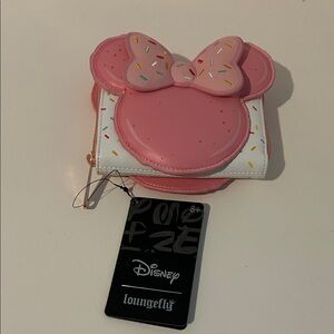 NWT Loungefly LASR Disney Pink Minnie Sprinkle Bow Kids Wallet